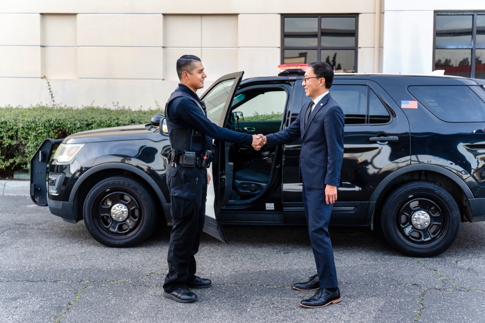 Fred Jung with local law enforcement